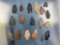 Lot of 18 Various Arrowheads, Field Grade Points, Central States of US, Longest 2 1/16