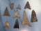 Lot of 9 Larger Triangle, Levanna Points, Arrowheads, Found in New York, Longest 3 1/16,