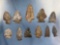 Lot of 11 Arrowheads, Sus Broad, Lamoka, Found in New York, Longest 2 3/8