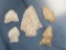 Lot of 5 Quartz Arrowheads, Found in New York, Longest 2 1/8