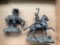 Pair of Rare Frederic Remington Bronze Statues, Native American, Large Examples