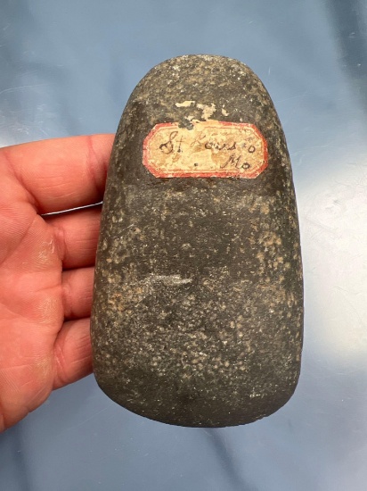 4 1/8" Polished Stone Celt, Found in St. Louis Co., Missouri, Sharp bit! Indian Artifact Arrowhead
