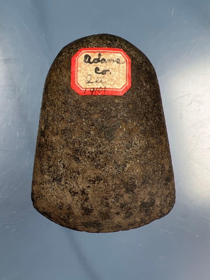 NICE 3 1/8" Flared Bit Granite Celt, Found in Adams Co., Illinois, Excellent Condition