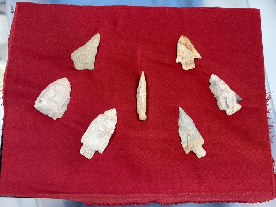 Lot of 8 Various Points, Central/Midwest States, Longest 3 1/2"