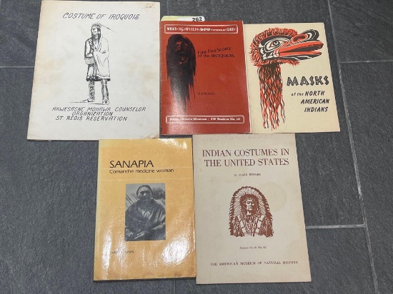 Lot of 5 Books, False Face Masks, Native American Cosumes/Regalia