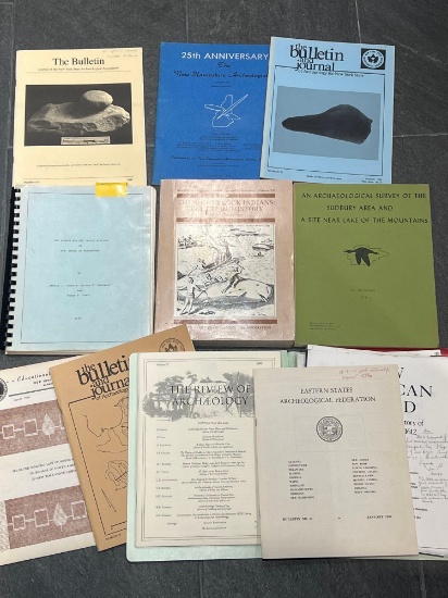 Lot of 8 Books + Folder Full Resources, New York State Archaeology Related, Jesuit Missions, etc.