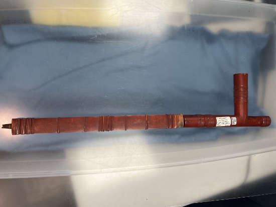 HIGHLIGHT Large 25" Catlinite Pipe w/Stem, Late 1800's, PICTURED Lar Hothem's "North American Indian