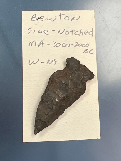 2 1/4" Onondaga Chert Brewerton Side Notch, Found in Western New York