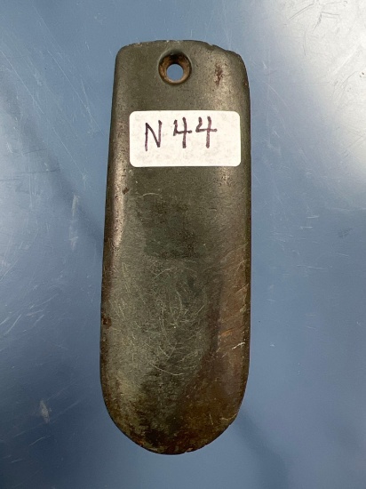 3 3/4" Highly Polished Drilled Key Hole Pendant, Slate, Found in Elmira, New York Ex: Charlie Wray