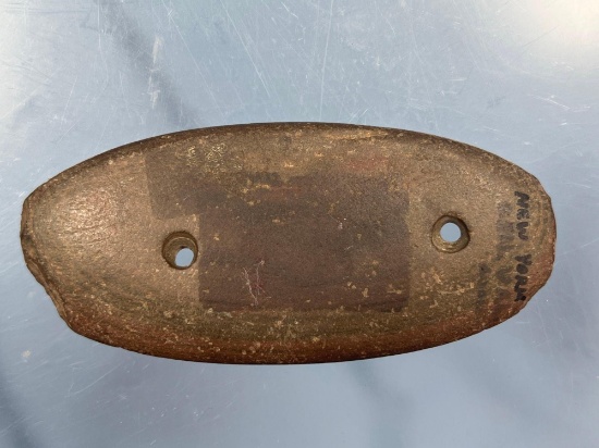 4" Red Banded Sate Gorget, Found in Avon, Livingston Co., New York, Ex: Charlie Wray