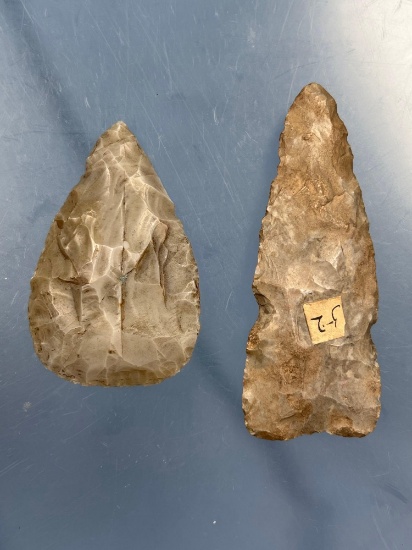 Pair of Knife Blades, Flintridge (Erie Co., New York) + (Geneseo NY), Adena, Longest 3 3/8"