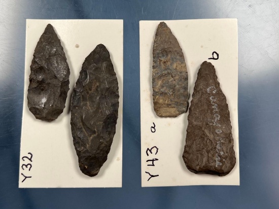 Lot of 4 Leaf Blades/Knifes Found in New York (various Locations), Onondaga, Chert, Longest 2 3/4"