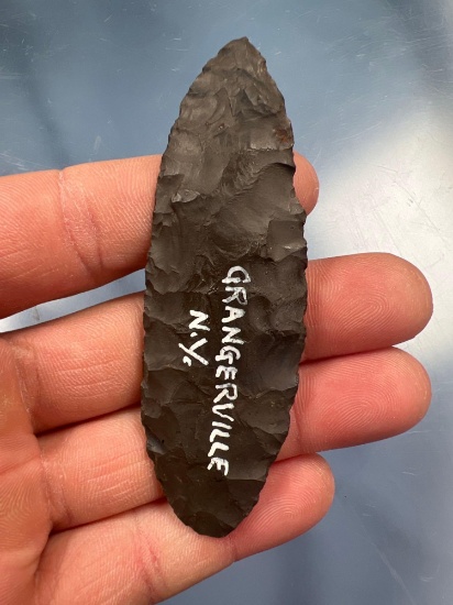 Impressive "Leaf" Blade/Knife, 3 5/16", Found in Grangerville, Saratoga Co., NY, THIN, Well-Flaked.