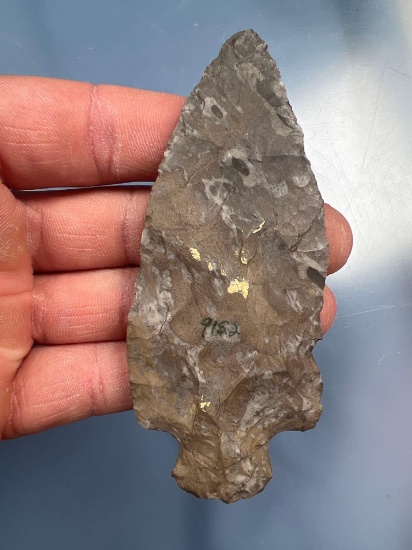 4" Onondaga Chert Archaic Stem Point, Found in New York, Well-Made Arrowhead