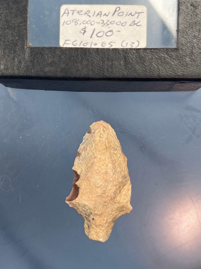 Aterian Point Found in Hoggar, Algeria, Approx 100,000-30,000 BC Age, 2" Long
