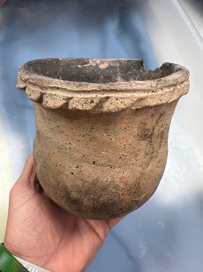 HIGHLIGHT- Incised Rim Iroquoian Pottery Vessel, Found on Factory Hollow Site,, Ontario Co. NY