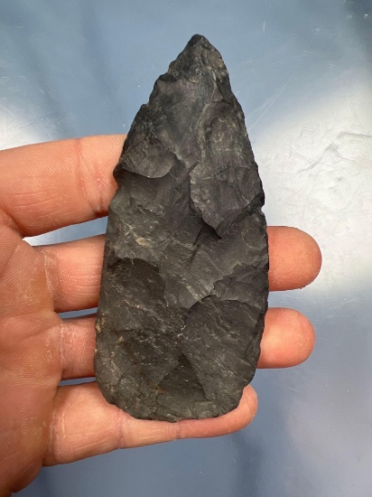 3 7/8" Black Chert Adena Blade, Found in Ohio, Ex: Dr. Stan Copelton and French Collections