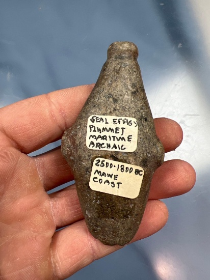 HIGHLIGHT Seal Effigy Plummet, Found along the Maine Coast, 3 3/8" Long