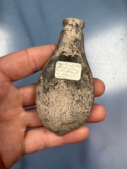 3 7/8" Groove Plummet Found in Michigan, 1974, Some damage is noted on the faces, Nipple at bottom.