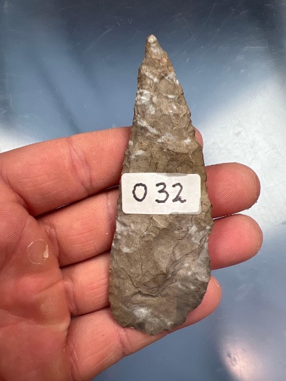 3 3/4" Curved Onondaga Knife Blade, Found in Victor, Ontario Co., New York, Ex: Fisher Collection