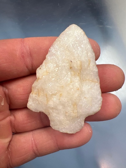 2 3/8" Broad Archaic Stemmed Quartz Point, Found on Long Island, New York