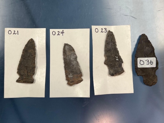 Lot of Meadowood and Adena Related Arrowheads, Found Various Locations in New York, Longest 2 7/8"