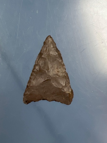 1 11/16" Onondaga Chert Triangle Point, Found in Ontario Co., New York, Thin