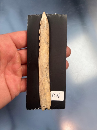 RARE 5 1/8" Bone Harpoon Spear, Found along Mud Creek, Bradford, NY South of Lamoka Site,