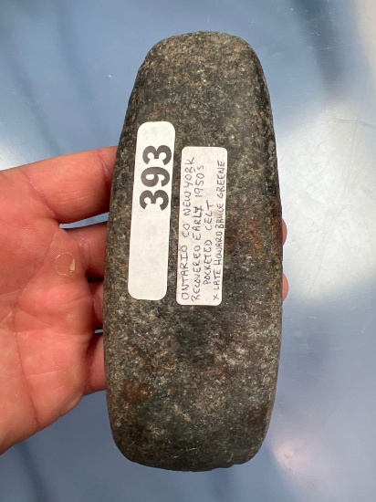 5 1/2" Hardstone Celt, Found in Ontario Co., New York, Ex: Howard Geene Collection, Polished bit