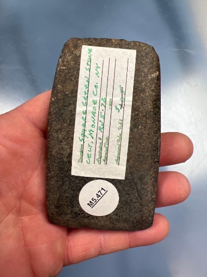 3 3/4" Square Granite Celt, Sharp Bit, Found in Monroe Co., New York