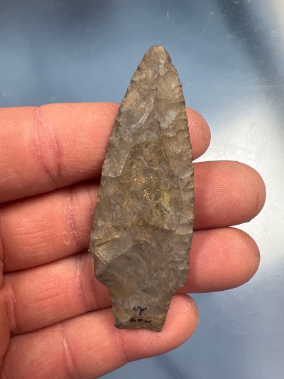 2 13/16" Archaic Stem, Genesee Arrowhead, Found in Genesee Co., New York, Nice Flaking!