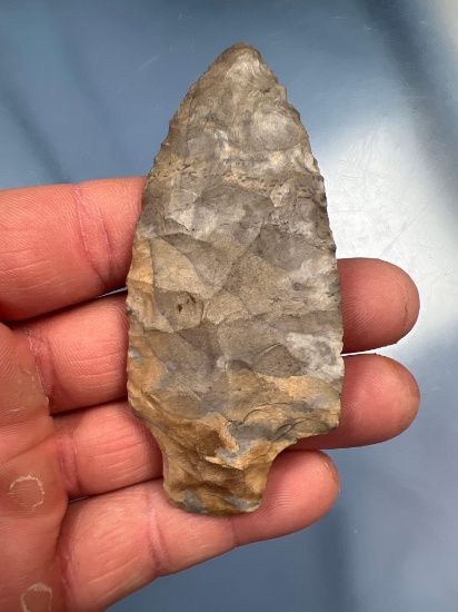 3 1/2" Onondaga Chert Genesee Arrowhead, Found in Chenango Co., New York, Nicely made!