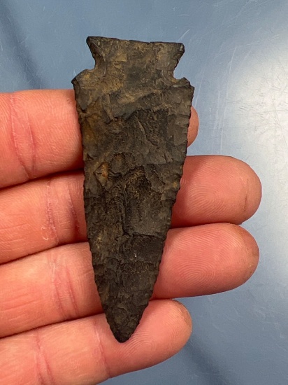 NICE 2 7/8" Corner Notch Vosburg, THIN, Found in New York, Black Chert, Very Well-Made!