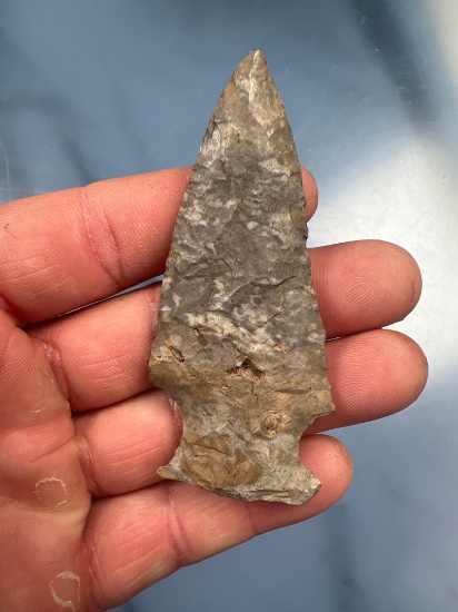 3 1/4" Onondaga Chert Normanskill Arrowheads, Fractured Base, Found in New York
