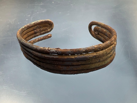 RARE Coiled Brass Bracelet, Iroquoian Trade Artifact, 3" Wide, Found in New York