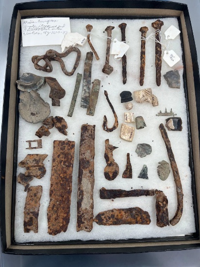 Beal Site (Victor, New York) +Dann Site (Lima, NY) Trade Artifacts, Gun pcs, Brass, Celts, Triangles