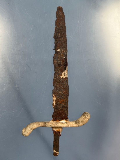 RARE Iron Trade Knife w/Pewter Hilt, 6 1/8" Long, Dann Site 1655-1675 Monroe Co, New York