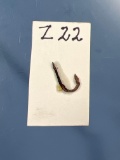 Notched Iron Fish Hook, Found on Beal Site, Victor, NY Circa 1670 Measures 3/4