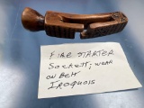 Wooden Fire-Starter, Native American Related, Wore on Belt, Incredible design! Measures 5