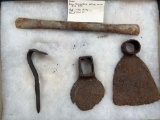 Lot of Trade Artifacts, Agricultural Tools, Gun Barrel Digger/Celt, Hoes, Beal Site, Victor, New Yor