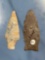 Pair of PA+ME Arrowheads, Piney Island, Fox Creek, Found in Pennsylvania + Maine, Longest 2 7/8