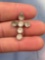 Brass Cross w/Studded Rhinestone Inserts, Found on Sacett Site, Canandaigua, NY1 3/16