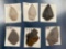 Lot of 6 Broad Style Arrowheads, Rossvilles, Morrow Mountains, Found in New York, Ex: FUNK
