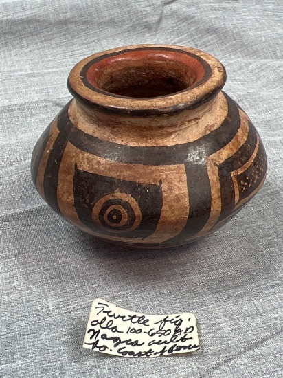 3" x 2 1/2" Pre Columbian Pottery Vessel, Polychrome, Great Condition, No Restoration