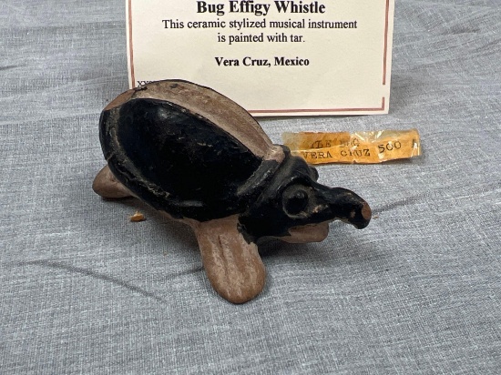 3 1/8" Jenanispan Bug Effigy Whistle, Vera Cruz, Mexico, Painted, Pre Columbian Indian Artifact