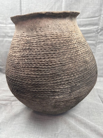 HUGE 14" x 13" Anasazi Vessel, Corrugated Vessel, Found in New Mexico Ex: Turtle Museum, Summers