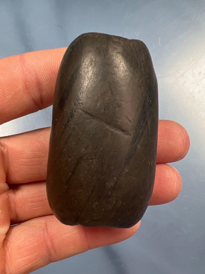 2 1/2" Banded Slate Fluted Tube Bannestone, Found in Genesee Co., New York