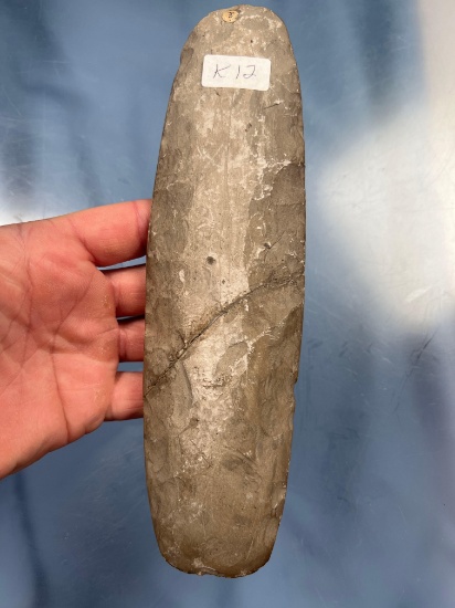 8 3/4" Flaked Celt w/Polished Bit, Broken and Re-Glued, Found in New York, Ex: Whipple