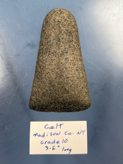 NICE 3 5/8" Polished Granite Celt, Found in Madison Co., New York, PERFECT