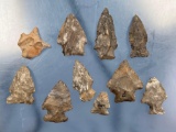 Lot of x10 Onondaga Arrowheads, Found in New York, Longest 2